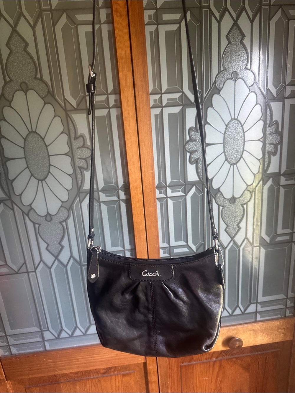 Coach Black Leather Crossbody with Adjustable Strap